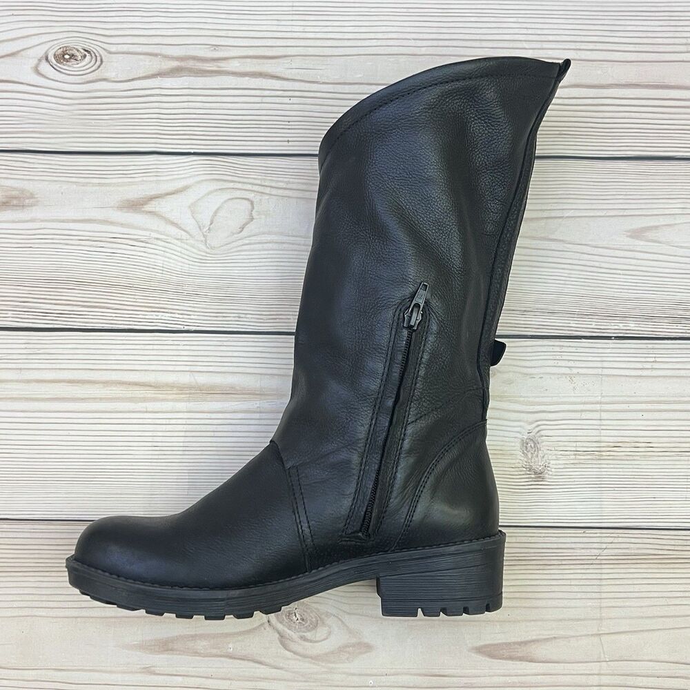 Coolway Alida Moto Boots Womens 39 EU/8-8.5 US Black Leather Biker Buckle Spain - Picture 3 of 16